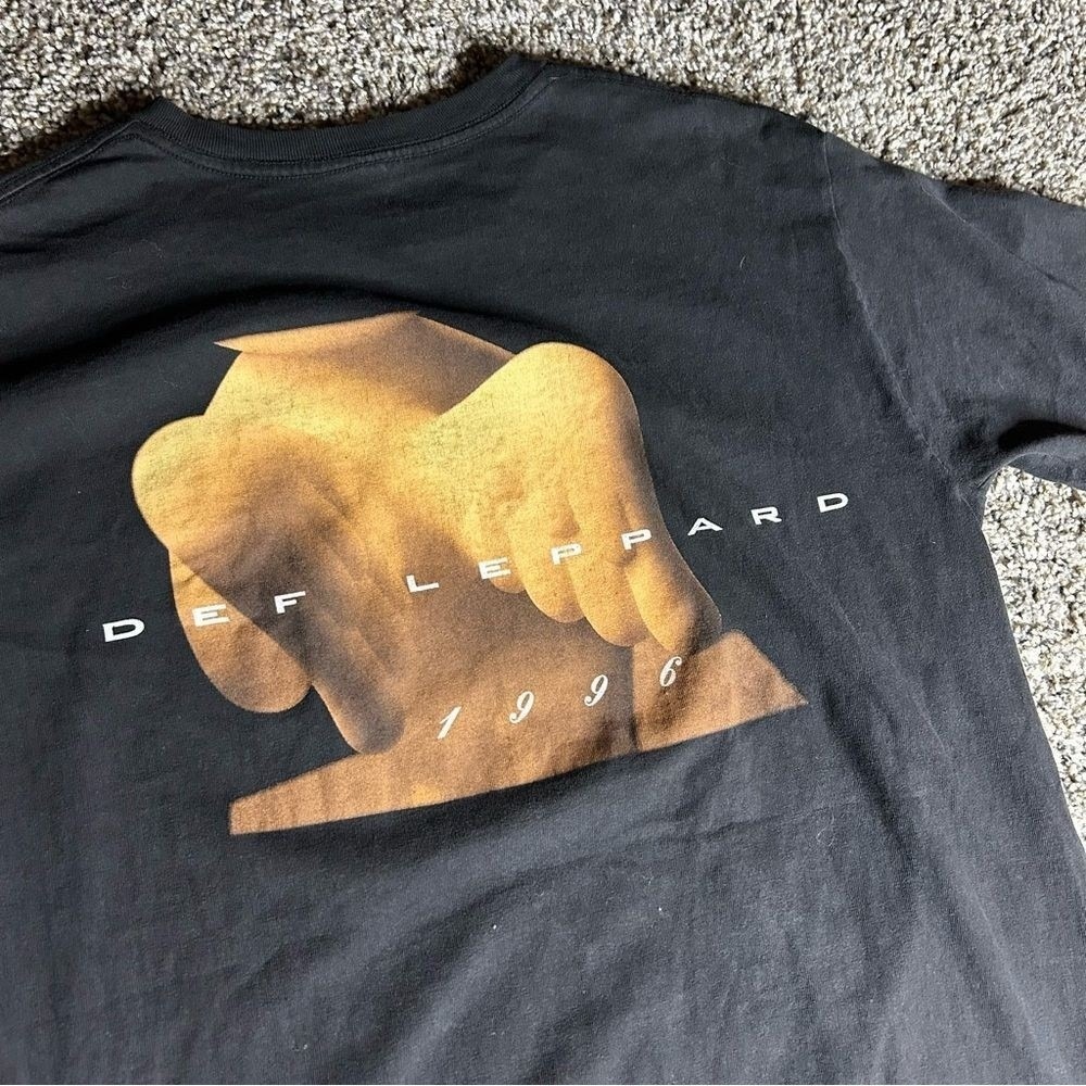 Vintage Def Leppard Shirt Mens Large Black 90s 1996 Band Tee Concert Tour Rock - Picture 9 of 10